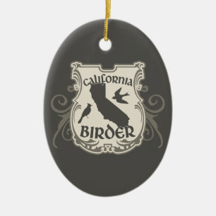 California Birder Shield Ceramic Tree Decoration