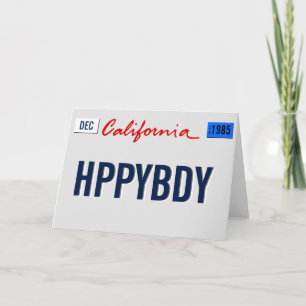 California Birthday Plate Personalise Card
