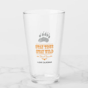 California Black Bear Stay True Stay Wild Custom Glass