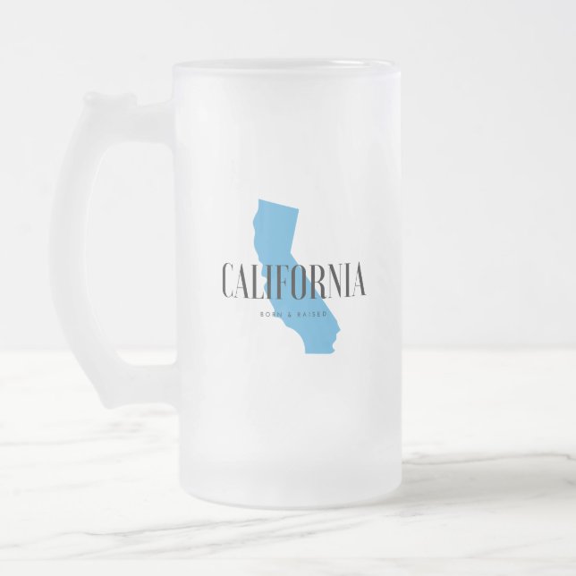 California Born & Raised Frosted Glass Beer Mug (Left)