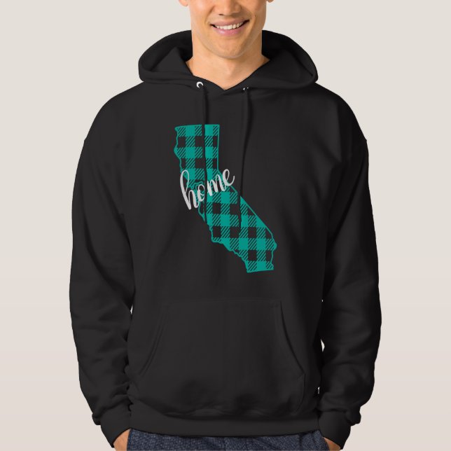 California Buffalo Plaid Home State Country Teal W Hoodie (Front)
