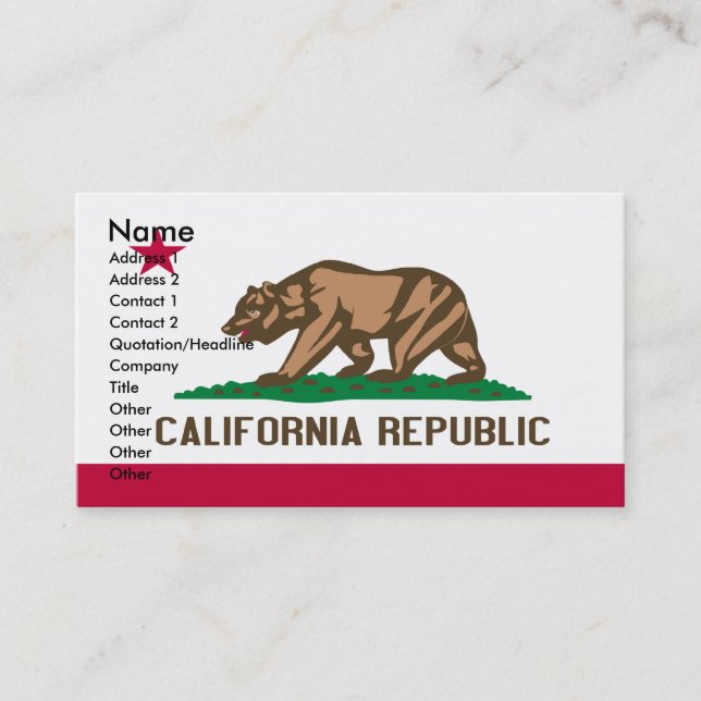 CALIFORNIA Business Cards (Front)