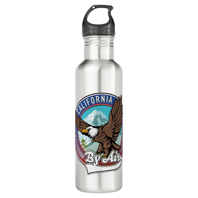 California By Air travel patch  710 Ml Water Bottle (Front)