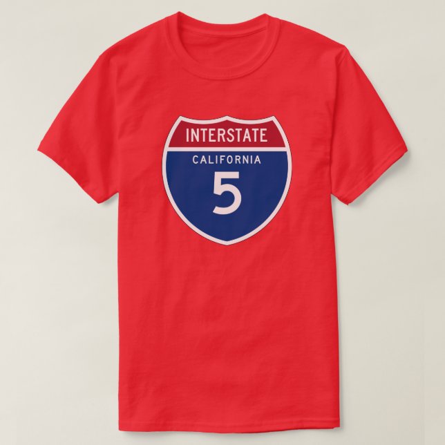 California CA I-5 Interstate Highway Shield - T-Shirt (Design Front)