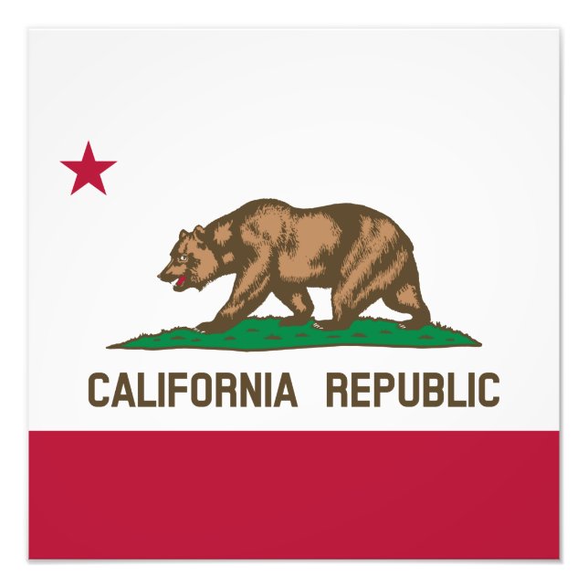 California Cali Republic Bear Flag, US States Phot Photo Print (Front)