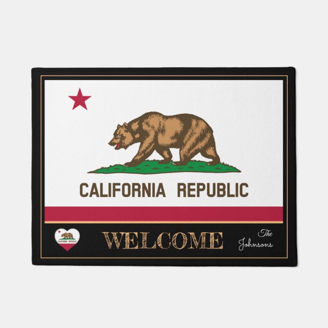 California & California Flag house mat /sports USA (Front)