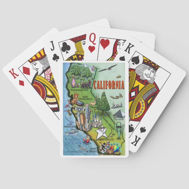 California Cartoon Map Playing Cards (Back)