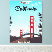 California Cartoon travel poster Canvas Print (Insitu(Wood Floor))
