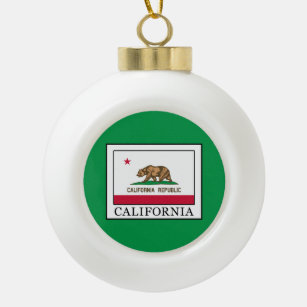 California Ceramic Ball Christmas Ornament