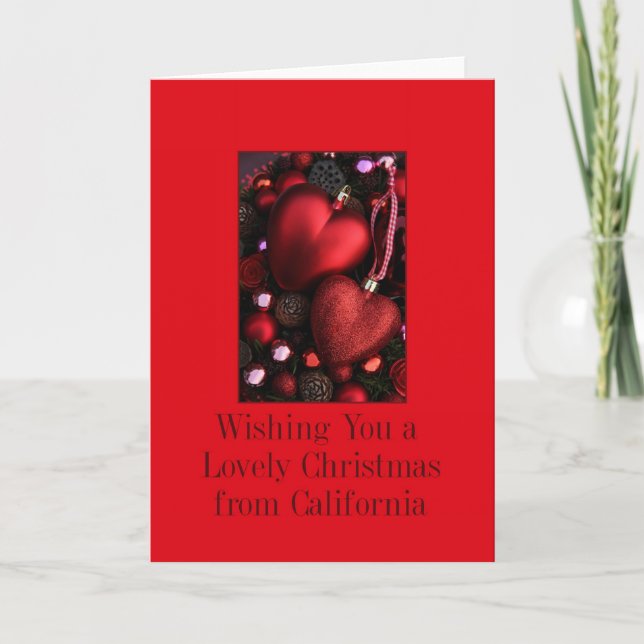 California Christmas Card with ornaments (Front)