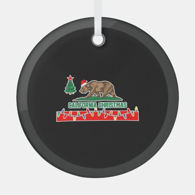 California Christmas Glass Tree Decoration (Front)