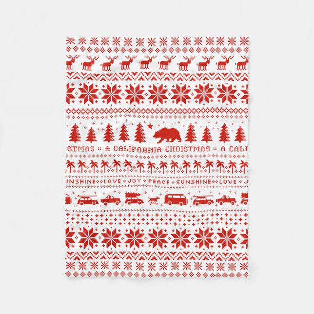 California Christmas Holiday Pattern Cute Xmas Fleece Blanket (Front)