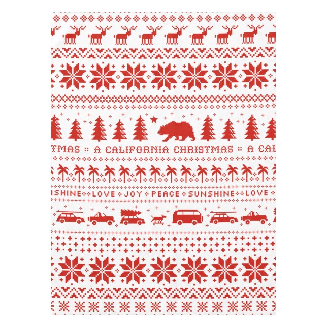 California Christmas Holiday Pattern Xmas Festive Tablecloth (Front)