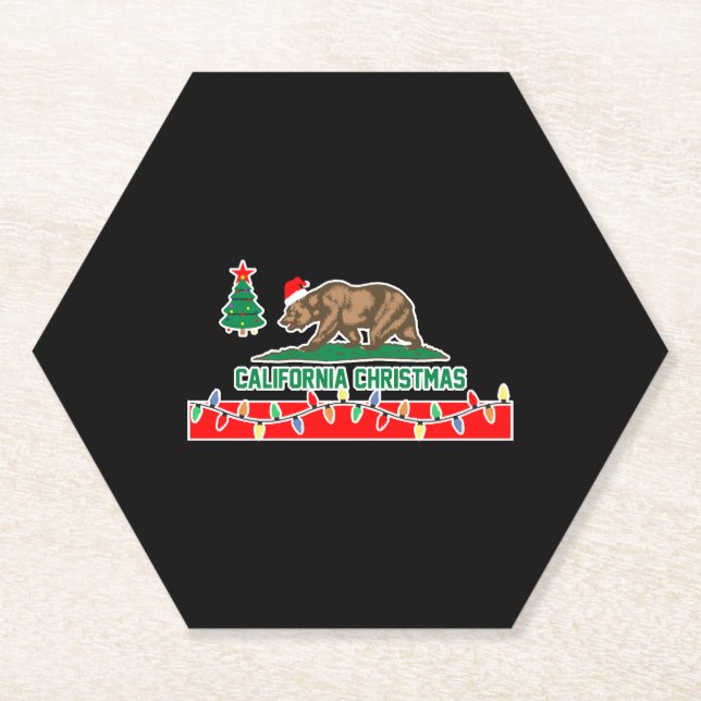 California Christmas Paper Coaster (Front)