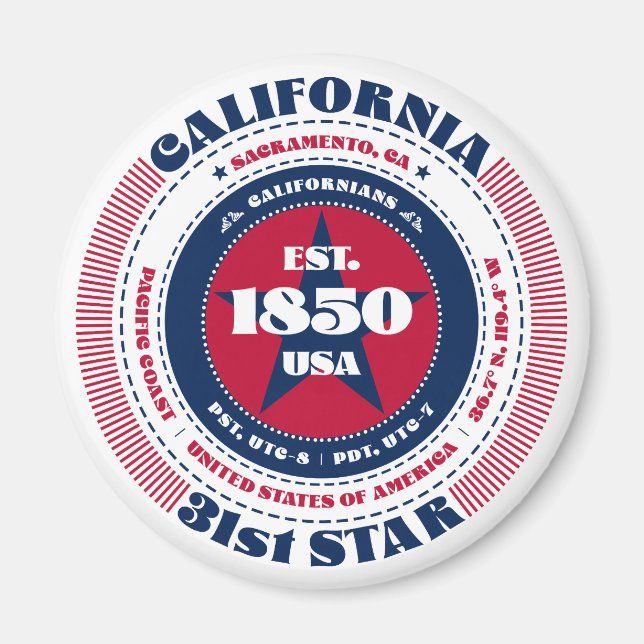 California Circle Typography Souvenir Magnet (Front)