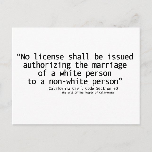 California Civil Code Section 60 Postcard Front (Front)