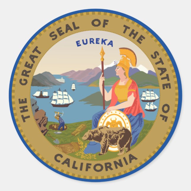 California Classic Round Sticker (Front)