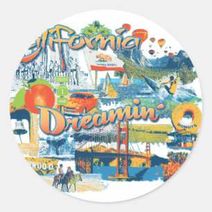 California Classic Round Sticker