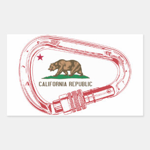 California Climbing Carabiner Rectangular Sticker
