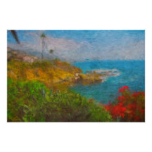 California Coast Abstract Landscape Painting