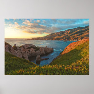 California Coast in Summer at Sunset Poster