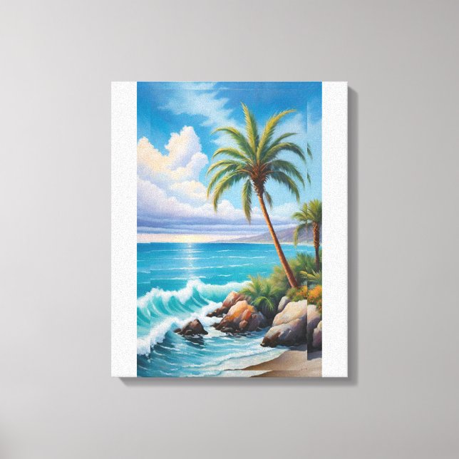 California Coast Palm Tree Canvas Wall Art (Front)