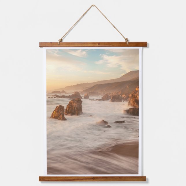 California Coastal at Sunset Hanging Tapestry (Front)