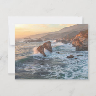 California Coastal Sunset with Crashing Waves Postcard