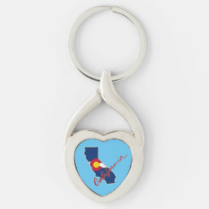 California Colorado flag heart keychain