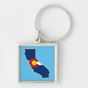 California Colorado flag square metal keychain
