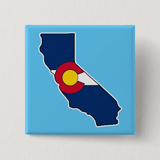 California Colorado flag square pin back button (Front)