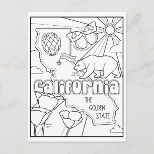 california colour me collage postcard