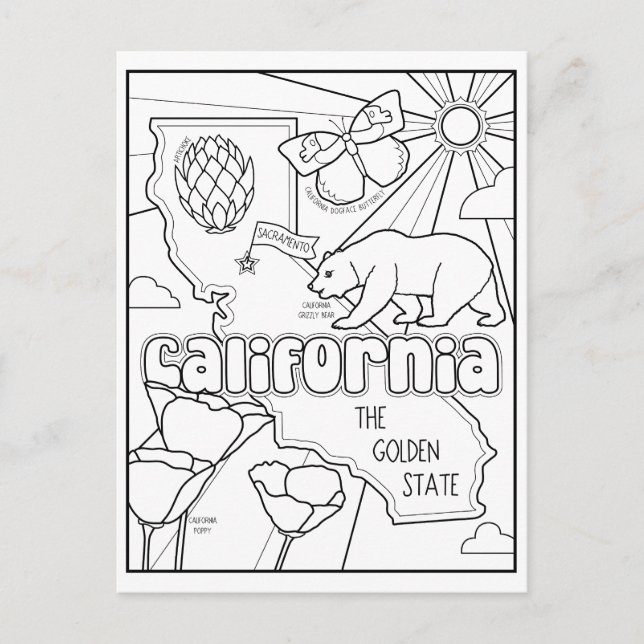 california colour me collage postcard (Front)