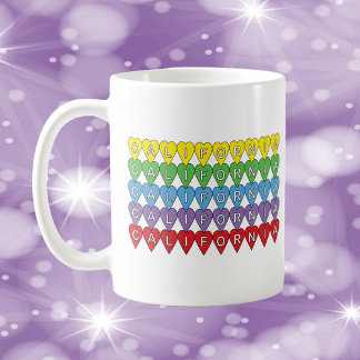 California Colourful Hearts Pattern Coffee Mug