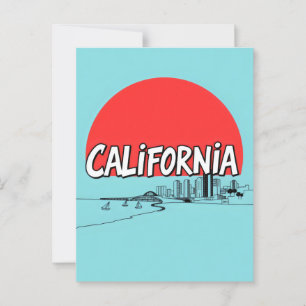 California Comic Style Postcard
