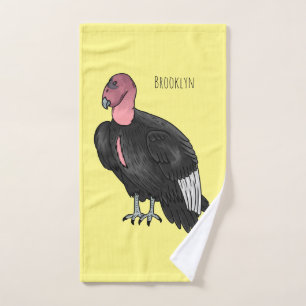 California condor bird cartoon illustration  bath towel set
