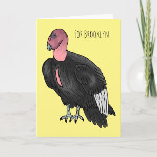 California condor bird cartoon illustration card