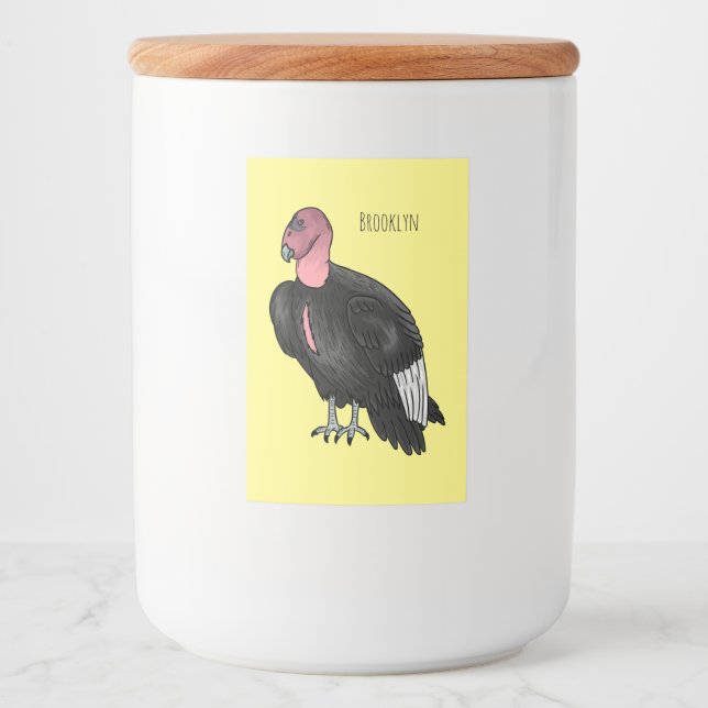California condor bird cartoon illustration  food label (Front)