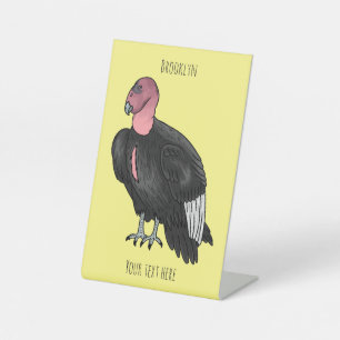 California condor bird cartoon illustration pedestal sign