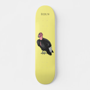 California condor bird cartoon illustration skateboard