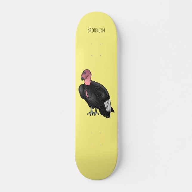 California condor bird cartoon illustration skateboard (Front)