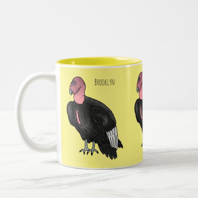 California condor bird cartoon illustration  Two-Tone coffee mug (Left)