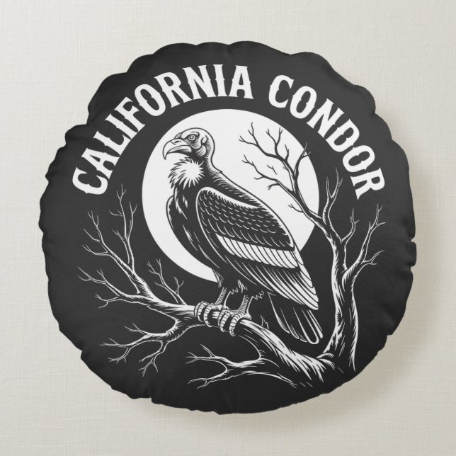 California condor for men and women  round cushion (Front)
