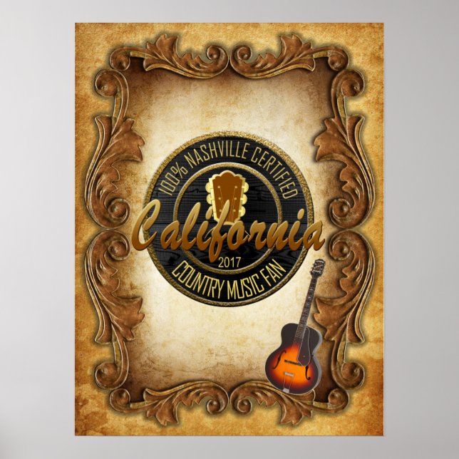 California Country Music Fan Wall Poster (Front)