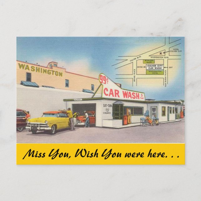 California, Culver City Car Wash Postcard (Front)