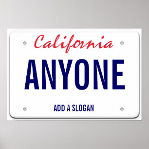 California Custom License Plate Poster