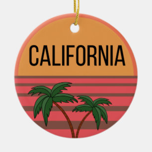 California Cute Design Gift Ideas Sunset Palms Ceramic Tree Decoration