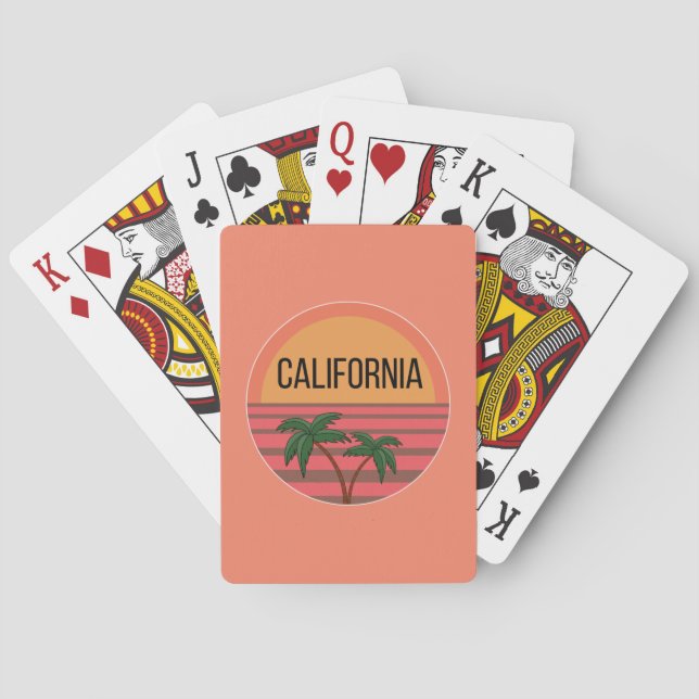 California Cute Design Gift Ideas Sunset Palms Playing Cards (Back)