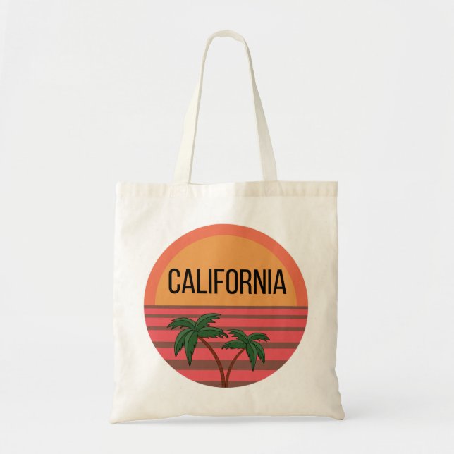 California Cute Design Ideas Pattern Sunset Palms Tote Bag (Front)