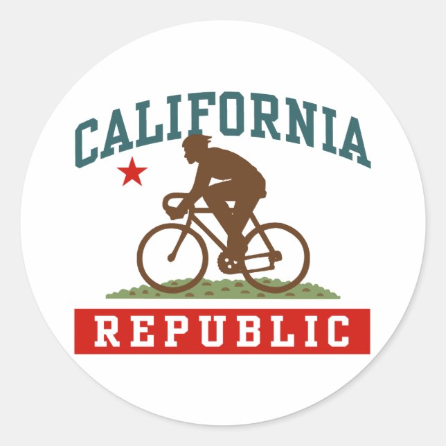 California Cycling Male Classic Round Sticker (Front)